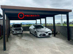 出雲市 カーポートの照明交換工事